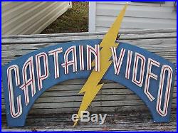 Vintage Captain Video Sign store display advertising sign 41''X 32''X 2'