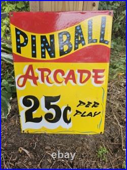 Vintage Carnival PINBALL PORCELAIN ARCADE Sign Circus Amusement Park Vintage Carnival PINBALL PORCELAIN ARCADE Sign Circus Amusement Park