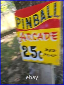 Vintage Carnival PINBALL PORCELAIN ARCADE Sign Circus Amusement Park