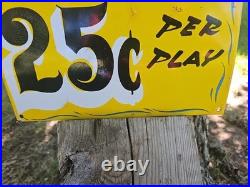 Vintage Carnival PINBALL PORCELAIN ARCADE Sign Circus Amusement Park