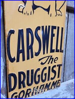 Vintage Carswell Sign Old Embossed Metal Advertising Veterinary Remedies Dog 29