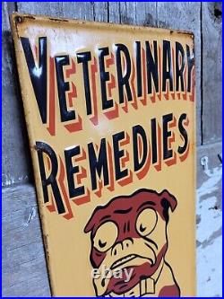 Vintage Carswell Sign Old Embossed Metal Advertising Veterinary Remedies Dog 29