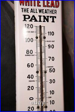 Vintage Carter White Lead Paint Varnish Porcelain Thermometer Sign Advertising