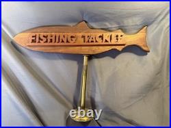 Vintage Carved Wooden Nautical FISHING TACKLE Advertising Sign Store Display Vintage Carved Wooden Nautical FISHING TACKLE Advertising Sign Store Display