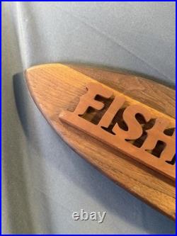 Vintage Carved Wooden Nautical FISHING TACKLE Advertising Sign Store Display Vintage Carved Wooden Nautical FISHING TACKLE Advertising Sign Store Display