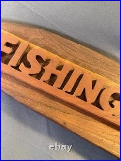 Vintage Carved Wooden Nautical FISHING TACKLE Advertising Sign Store Display Vintage Carved Wooden Nautical FISHING TACKLE Advertising Sign Store Display
