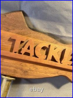 Vintage Carved Wooden Nautical FISHING TACKLE Advertising Sign Store Display Vintage Carved Wooden Nautical FISHING TACKLE Advertising Sign Store Display