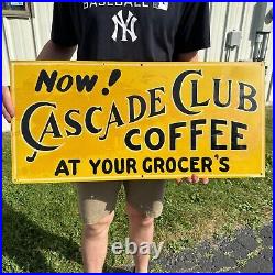 Vintage Cascade Club Coffee Sign Tin Metal Advertising Sign