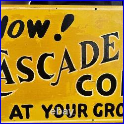 Vintage Cascade Club Coffee Sign Tin Metal Advertising Sign