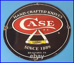 Vintage Case Knives Sign Porcelain Service Station Store Gas Pump Sign