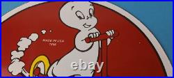 Vintage Casper Ghost Porcelain Sign Brunswick Tires Gasoline Pump Plate Sign