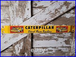 Vintage Caterpillar Porcelain Sign Door Push Bar Diesel Farm Tractors Equipment