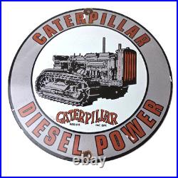 Vintage Caterpillar Sign Heavy Equipment Trucks Service Gas Porcelain Sign