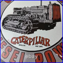 Vintage Caterpillar Sign Heavy Equipment Trucks Service Gas Porcelain Sign