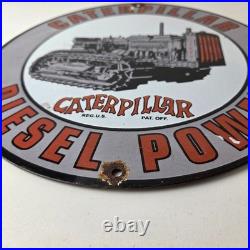 Vintage Caterpillar Sign Heavy Equipment Trucks Service Gas Porcelain Sign