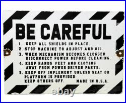 Vintage Caution Sign Be Careful Porcelain Sign Gas Oil Machine Shop Wood Working
