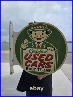 Vintage Certified Used Cars Double-sided Flange Porcelain 17 X 17 Sign Vintage Certified Used Cars Double-sided Flange Porcelain 17 X 17 Sign