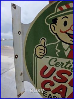 Vintage Certified Used Cars Double-sided Flange Porcelain 17 X 17 Sign