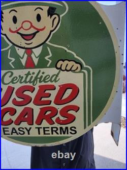 Vintage Certified Used Cars Double-sided Flange Porcelain Filling Station Sign