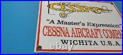 Vintage Cessna Aircraft Co Porcelain Gas Aviation Airplane Service & Sales Sign