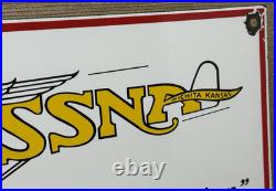 Vintage Cessna Aircraft Co Porcelain Sign Airplane Hangar Gas Station Motor Oil