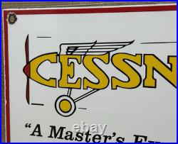 Vintage Cessna Aircraft Co Porcelain Sign Airplane Hangar Gas Station Motor Oil