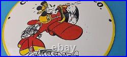 Vintage Cessna Aircraft Sign Mickey Mouse Gas Pump Airplane Porcelain Sign