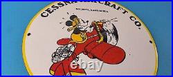 Vintage Cessna Aircraft Sign Mickey Mouse Gas Pump Airplane Porcelain Sign