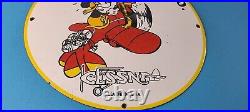 Vintage Cessna Aircraft Sign Mickey Mouse Gas Pump Airplane Porcelain Sign