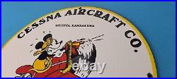 Vintage Cessna Aircraft Sign Mickey Mouse Gas Pump Airplane Porcelain Sign