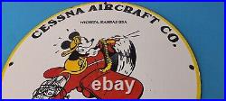 Vintage Cessna Aircraft Sign Mickey Mouse Gas Pump Airplane Porcelain Sign