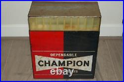 Vintage Champion Spark Plug Cabinet Advertising Automotive Sign