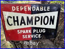 Vintage Champion Spark Plug Sign Flange Authentic RARE