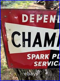 Vintage Champion Spark Plug Sign Flange Authentic RARE