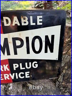 Vintage Champion Spark Plug Sign Flange Authentic RARE