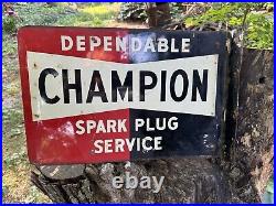 Vintage Champion Spark Plug Sign Flange Authentic RARE