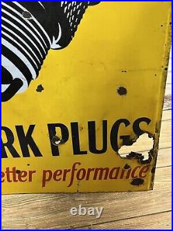 Vintage Champion Spark Plugs Porcelain Advertising Sign Original Gas Oil