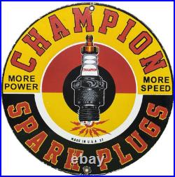 Vintage Champion Spark Plugs Porcelain Sign Service Station Dealership Oil Gas
