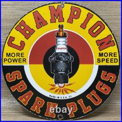 Vintage Champion Spark Plugs Porcelain Sign Service Station Dealership Oil Gas