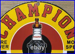 Vintage Champion Spark Plugs Porcelain Sign Service Station Dealership Oil Gas