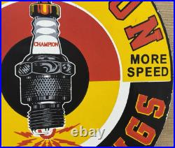 Vintage Champion Spark Plugs Porcelain Sign Service Station Dealership Oil Gas