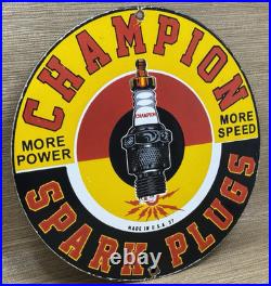 Vintage Champion Spark Plugs Porcelain Sign Service Station Dealership Oil Gas