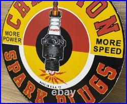 Vintage Champion Spark Plugs Porcelain Sign Service Station Dealership Oil Gas