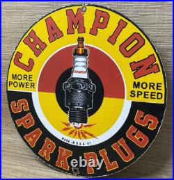 Vintage Champion Spark Plugs Porcelain Sign Service Station Dealership Oil Gas