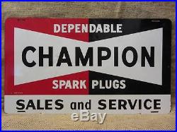 Vintage Champion Spark Plugs Sign Antique Automotive Part Store Dealer 8428