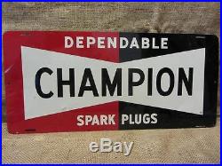 Vintage Champion Spark Plugs Sign Antique Automotive Part Store Dealer 9361