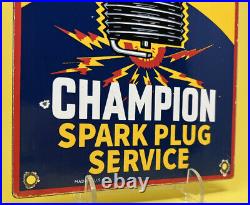 Vintage Champion Sparkplugs Porcelain Sign Gas Service Station Pump Plate Mobil