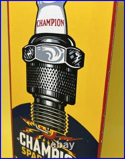 Vintage Champion Sparkplugs Porcelain Sign Gas Service Station Pump Plate Mobil