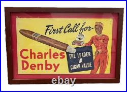 Vintage Charles Denby Cigar Advertising Sign Framed Tobacco Store Display Vintage Charles Denby Cigar Advertising Sign Framed Tobacco Store Display