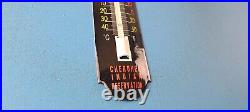Vintage Cherokee Indian Reservation Porcelain Gas Sales Ad Sign On Thermometer